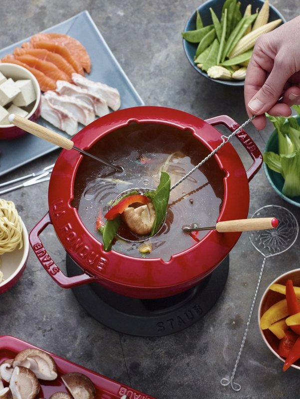 Staub Fondue Set 18cm Kirsch Rot 