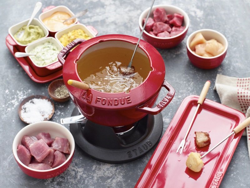 Staub Fondue Set 18cm Kirsch Rot 