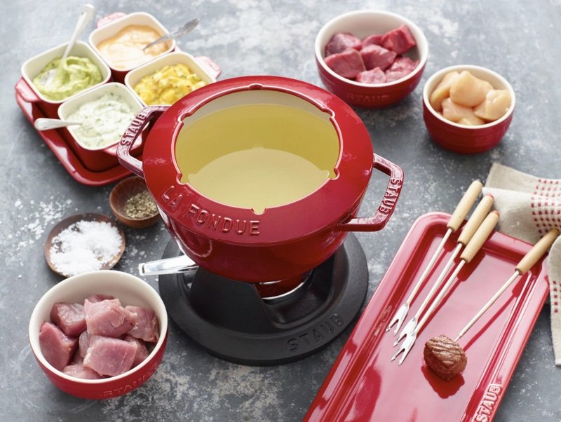 Staub Fondue Set 18cm Kirsch Rot 