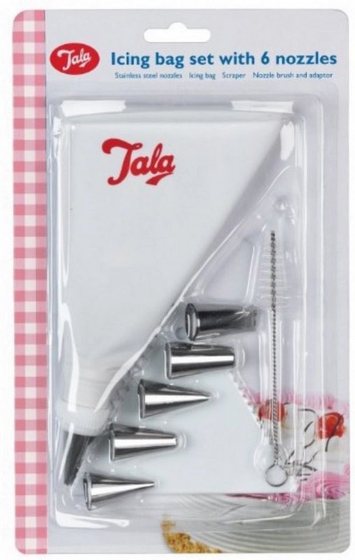 Tala Spritzbeutel Set m. 6 Aufsätzen Schaber und Bürste auf Kar 