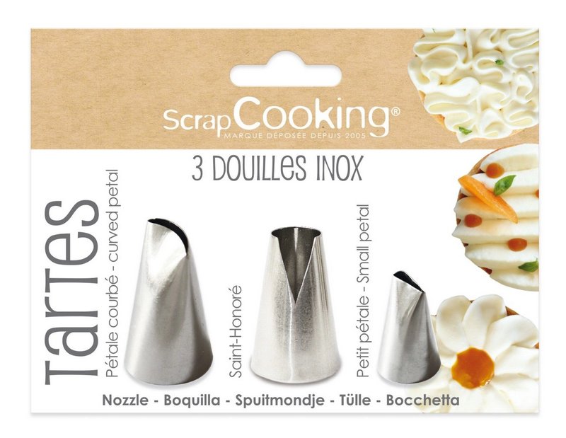 Scrap Cooking 3er Set Spritztüllen Edelstahl für Tortendekoration 