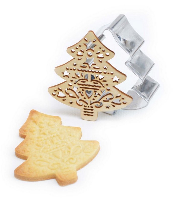 Scrap Cooking Ausstechform und Holzpräger Tannenbaum 