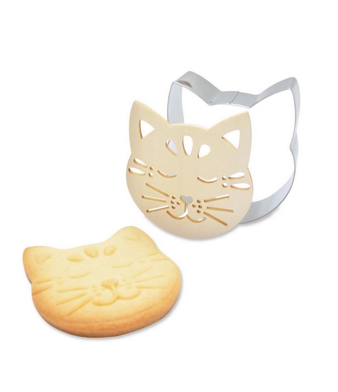 Scrap Cooking Ausstechform und Holzpräger Katze 
