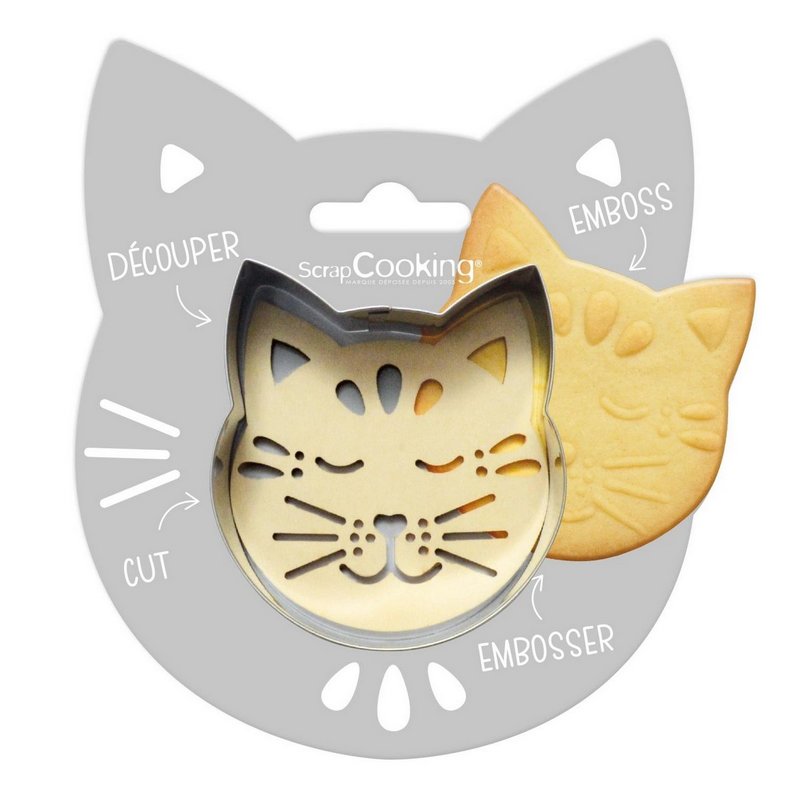 Scrap Cooking Ausstechform und Holzpräger Katze 