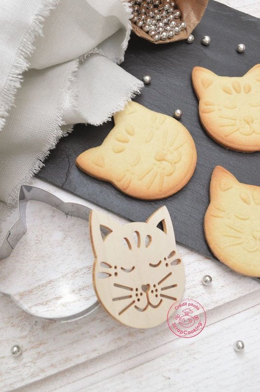 Scrap Cooking Ausstechform und Holzpräger Katze 