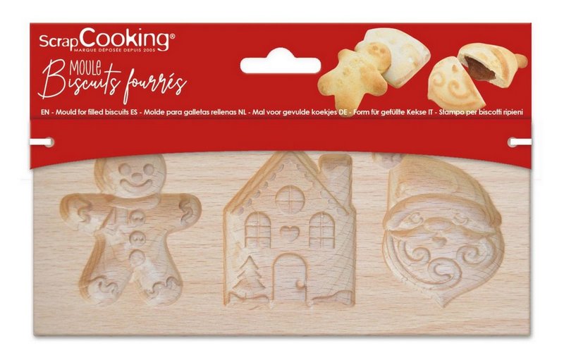 Scrap Cooking Holzform für gefüllte Kekse Weihnachtsplätzchen 20x10x2cm 
