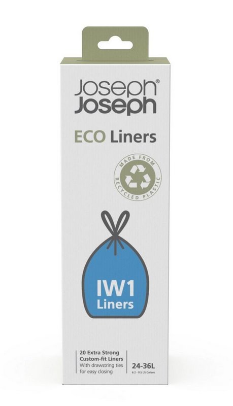 Joseph Joseph IW1 24-36L Eco Liners Recycled Bin Liners 20 Pack - Grey 