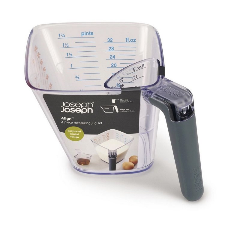 Joseph Joseph Align 2-teiliges gut lesbares Messbecher-Set 1l 50ml 