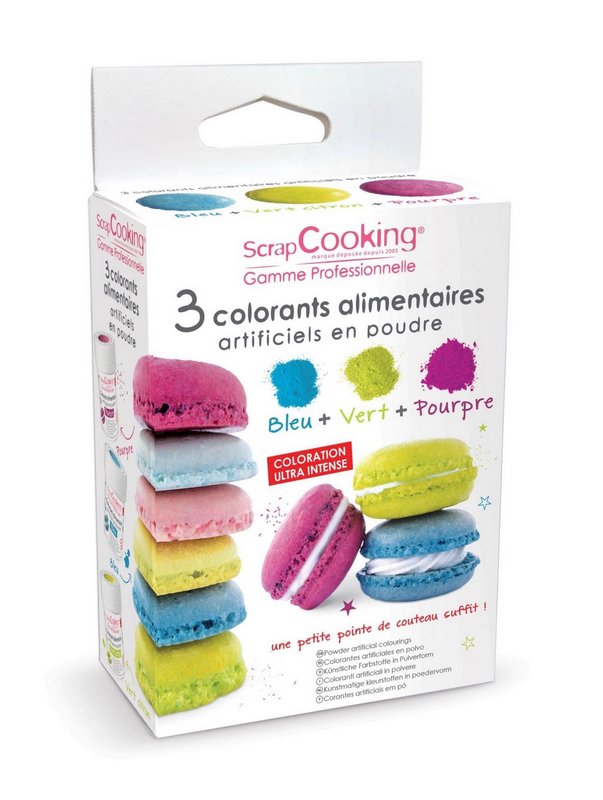 Scrap Cooking 3-tlg. Set Farbbpulver blau grün lila 3x5g 