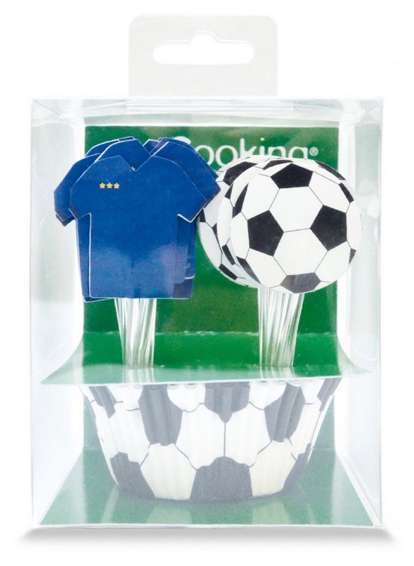 Scrap Cooking Cupcakesförmchen und Cake Toppers Fussball 