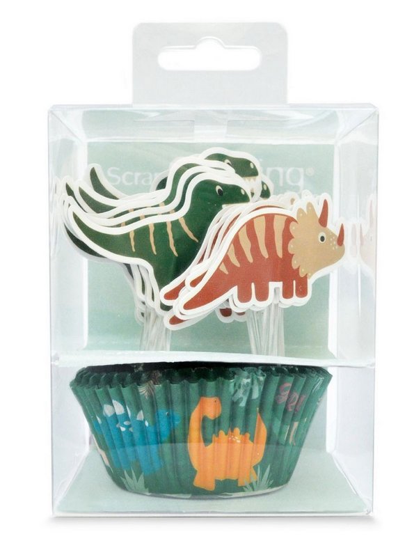 Scrap Cooking Cupcakesförmchen und Cake Toppers Dino 