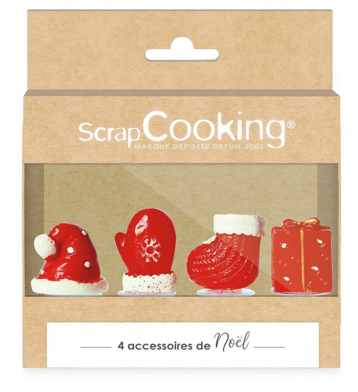 Scrap Cooking 4er Set Tortendeko Weihnachten Handschuhe Kunstharz 