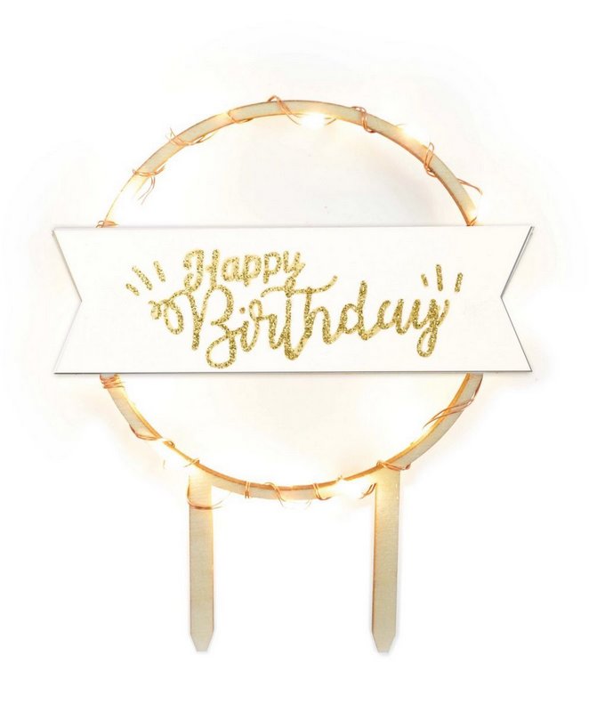 Scrap Cooking Cake Topper mit LED Beleuchtung Happy Birthday 