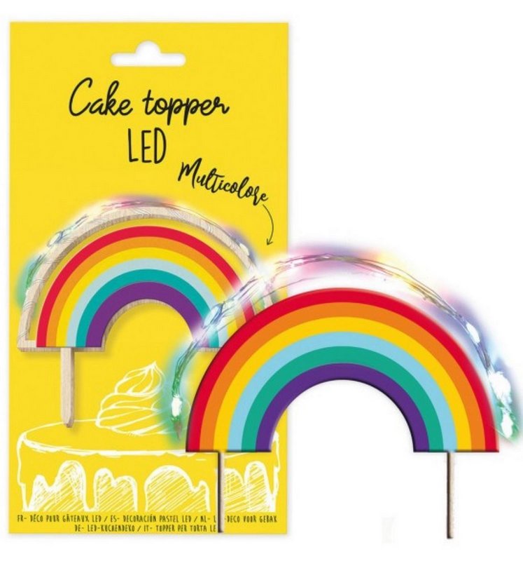 Scrap Cooking Cake Topper mit LED Beleuchtung Regenbogen 