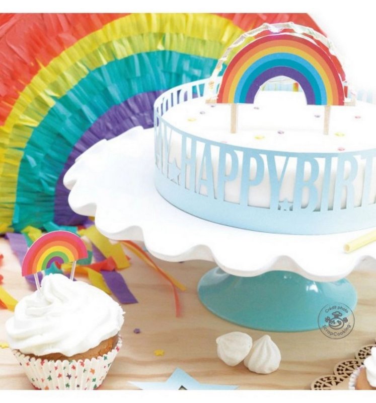 Scrap Cooking Cake Topper mit LED Beleuchtung Regenbogen 