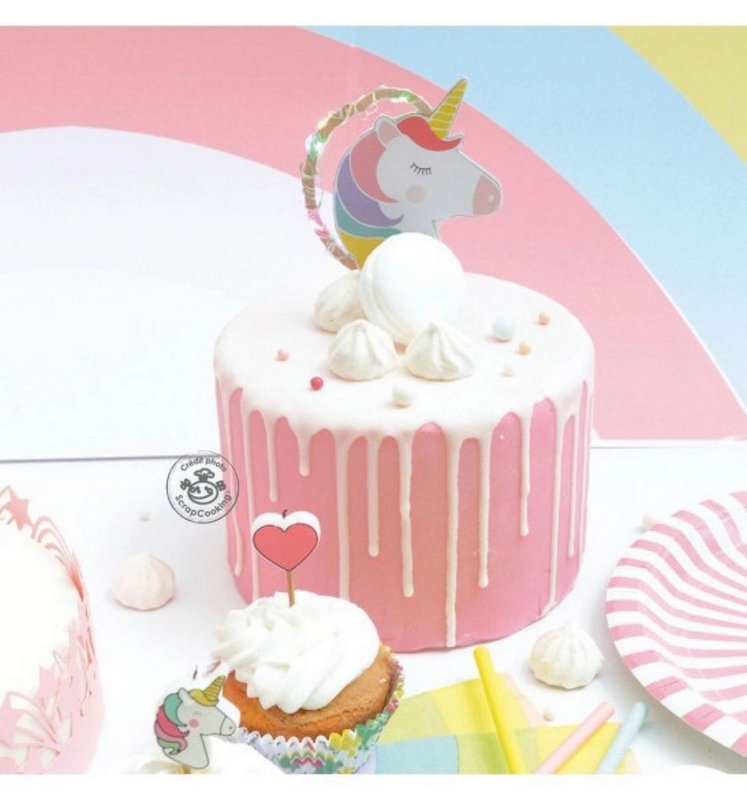 Scrap Cooking Cake Topper mit LED Beleuchtung Einhorn 