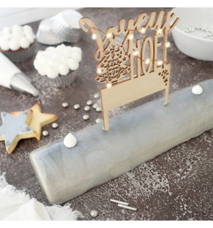 Scrap Cooking Cake Topper mit LED Beleuchtung Merry Christmas 