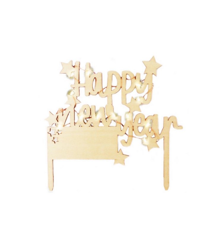 Scrap Cooking Cake Topper mit LED Beleuchtung Happy New Year 