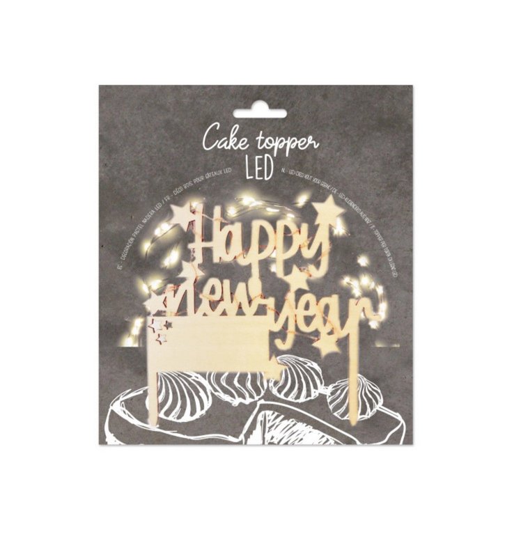 Scrap Cooking Cake Topper mit LED Beleuchtung Happy New Year 