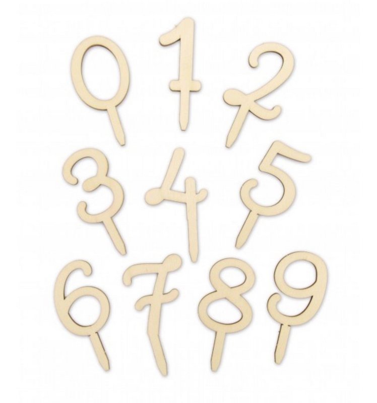 Scrap Cooking Cake Topper Holz, Zahlen 0-9 