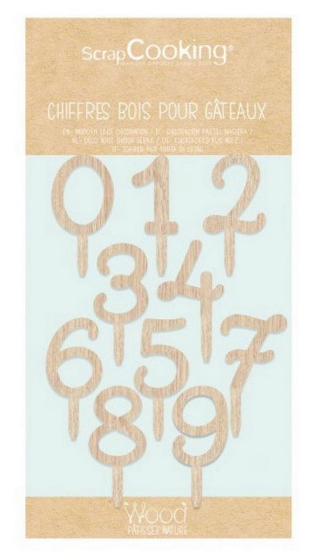 Scrap Cooking Cake Topper Holz, Zahlen 0-9 