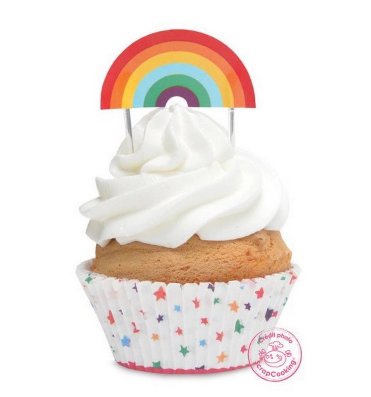 Scrap Cooking Muffinförmchen und cake toppers Rainbow 
