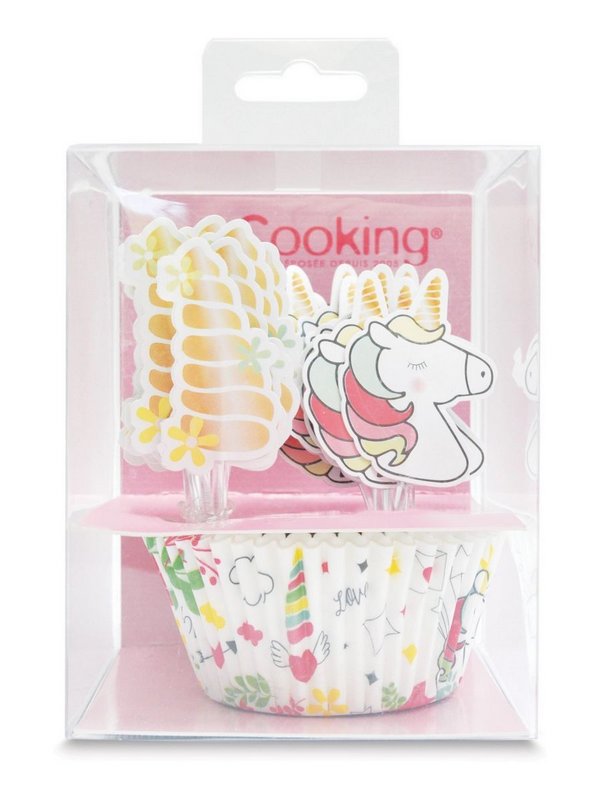Scrap Cooking Muffinförmchen und cake toppers Einhorn 