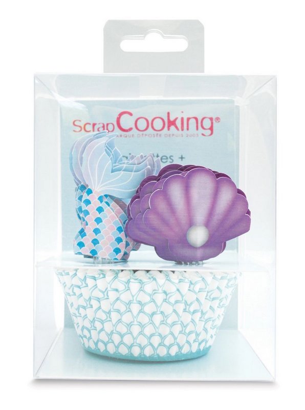 Scrap Cooking Muffinförmchen und cake toppers Meerjungfrau 