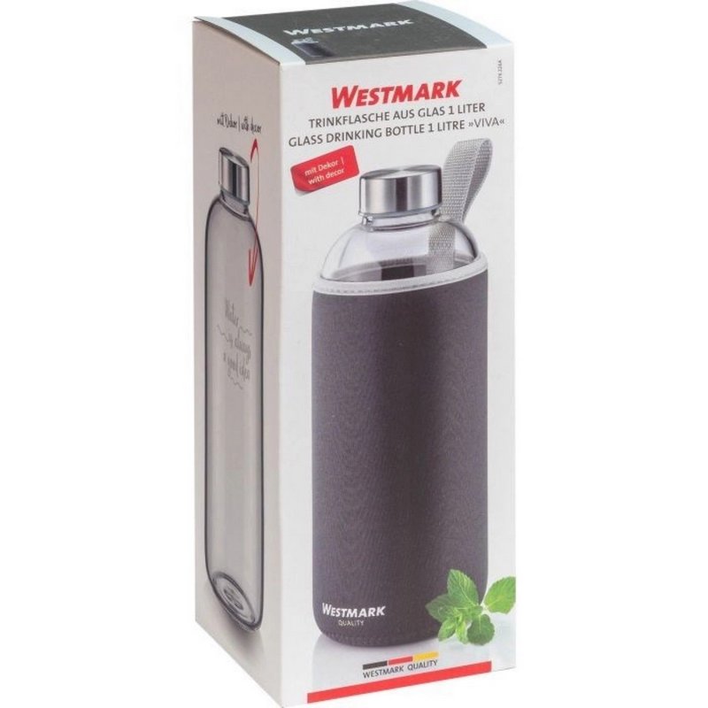 Westmark Trinkflasche Viva Glas 1l anthrazit 