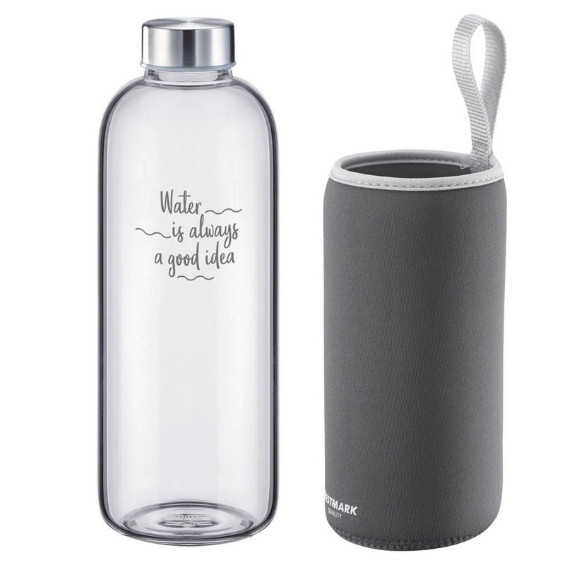Westmark Trinkflasche Viva Glas 1l anthrazit 