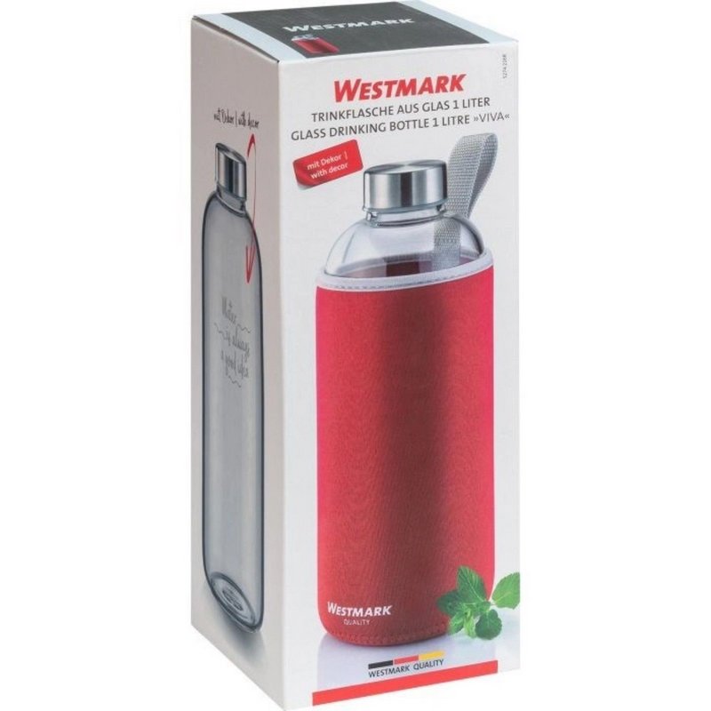 Westmark Trinkflasche Viva Glas 1l rot 