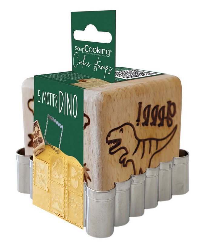 Scrap Cooking Cookie Stamp Würfelstempel und Ausstecher Dino 