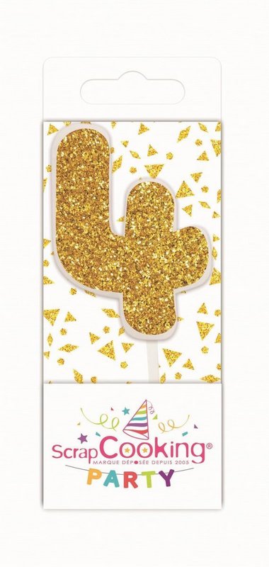 Scrap Cooking Mini Kerze Nummer 4 gold 