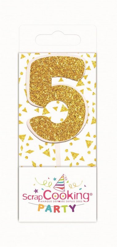 Scrap Cooking Mini Kerze Nummer 5 gold 