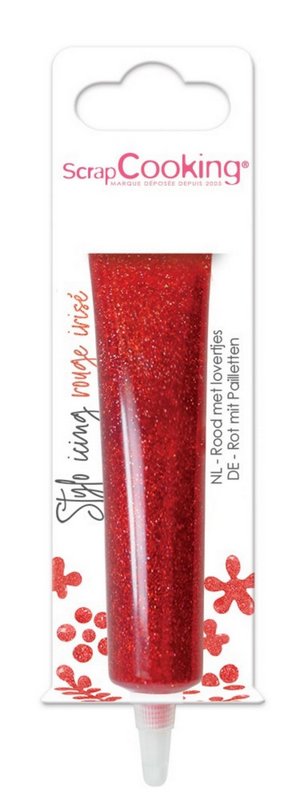 Scrap Cooking Zuckerguss Stift Icing rot glitzernd 