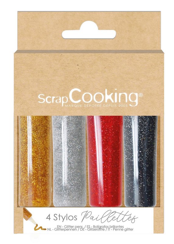 Scrap Cooking Zuckerguss Stift glitzernd Schwarz Rot Grau Gold 