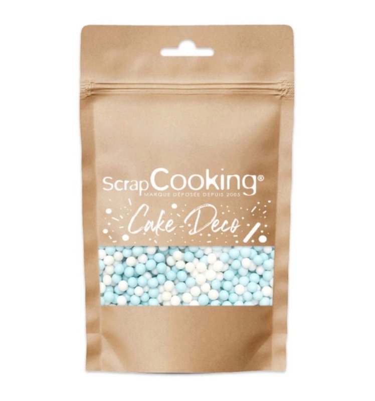 Scrap Cooking Zuckerstreusel Perlen weiss blau 