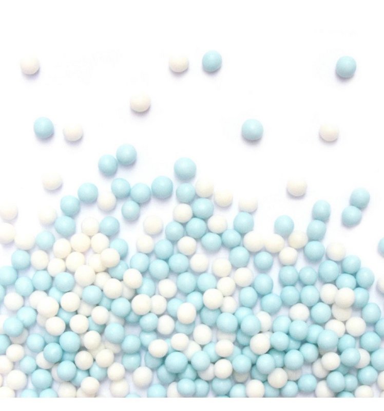 Scrap Cooking Zuckerstreusel Perlen weiss blau 