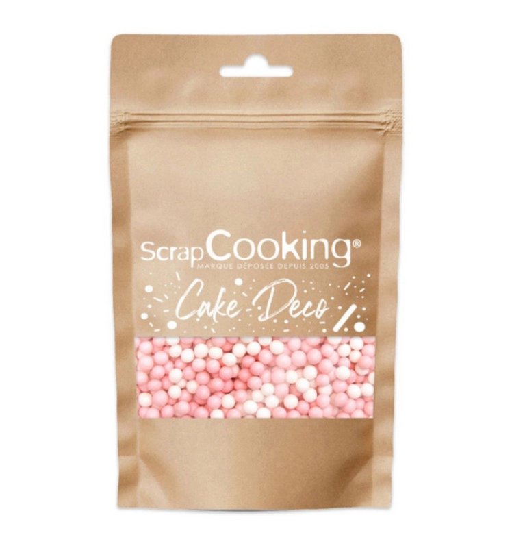 Scrap Cooking Zuckerstreusel Perlen weiss rosa 