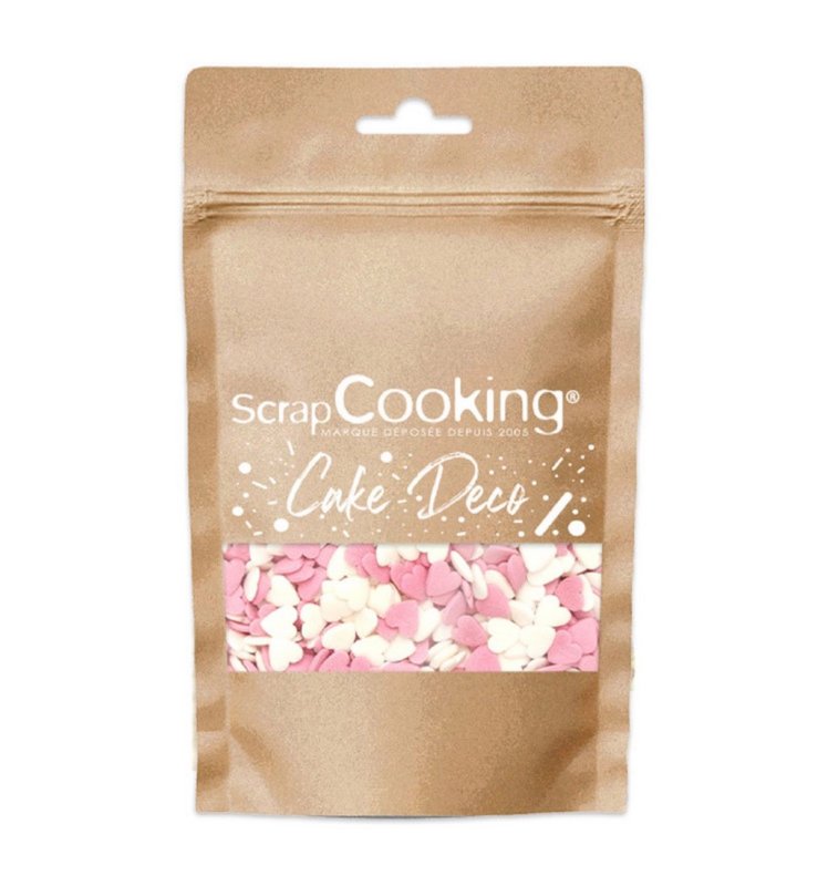 Scrap Cooking Zuckerstreusel Herzen weiss rosa 