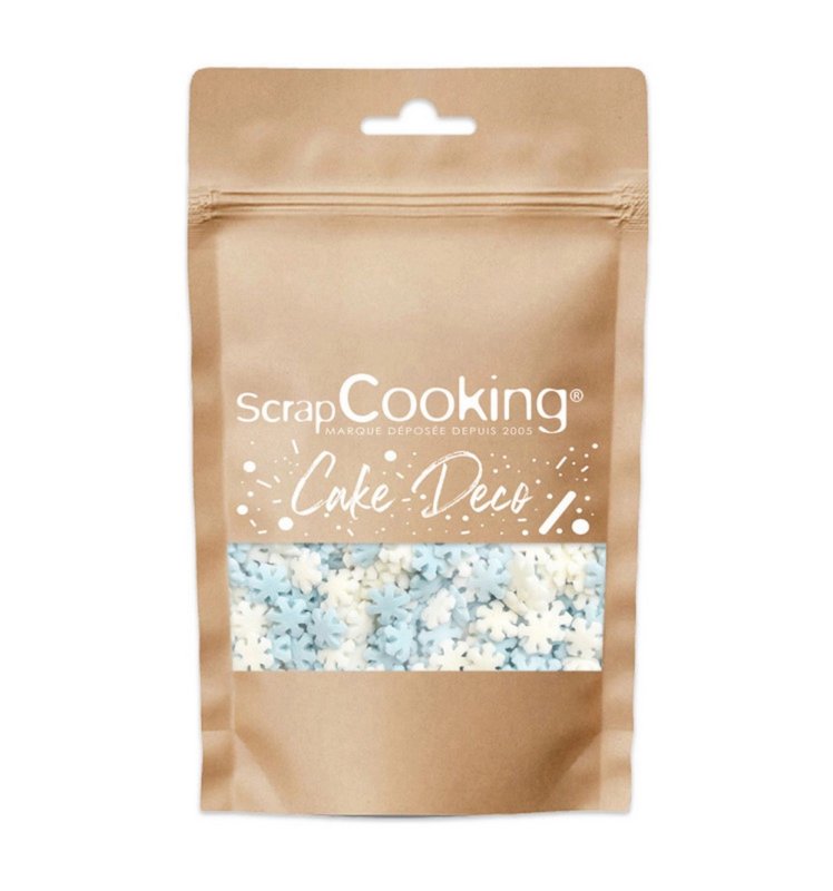 Scrap Cooking Zuckerstreusel Schneeflocken weiss blau 