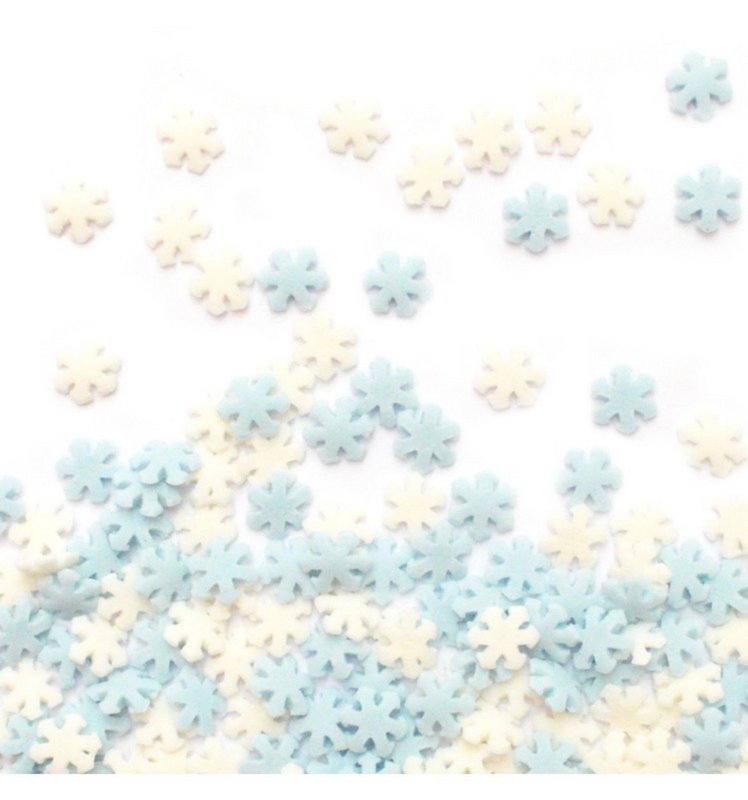 Scrap Cooking Zuckerstreusel Schneeflocken weiss blau 
