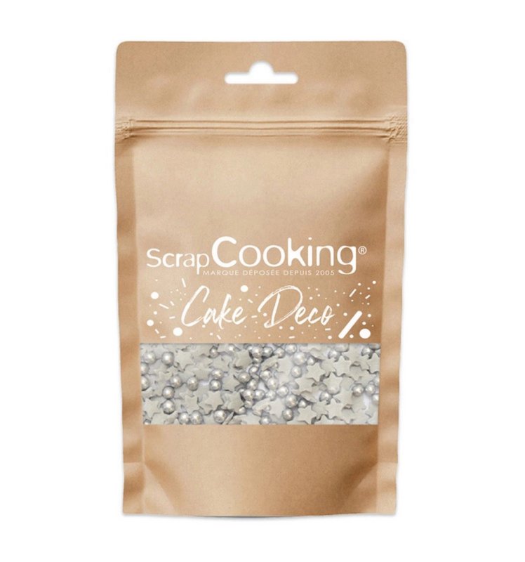 Scrap Cooking Zuckerstreusel Sterne und Perlen silber 