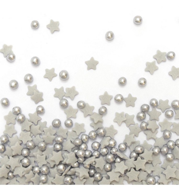 Scrap Cooking Zuckerstreusel Sterne und Perlen silber 