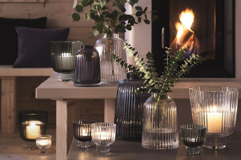 LSA Pleat Vase H26cm - grau 