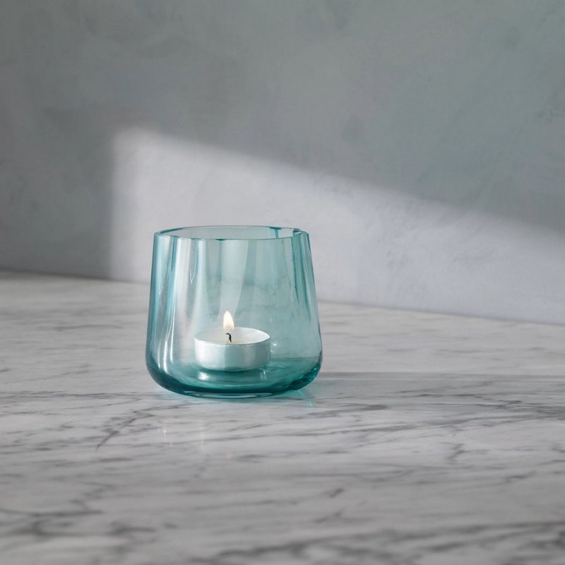 LSA Lagoon Teelichthalter-Vase H8cm - Meeresgrün 