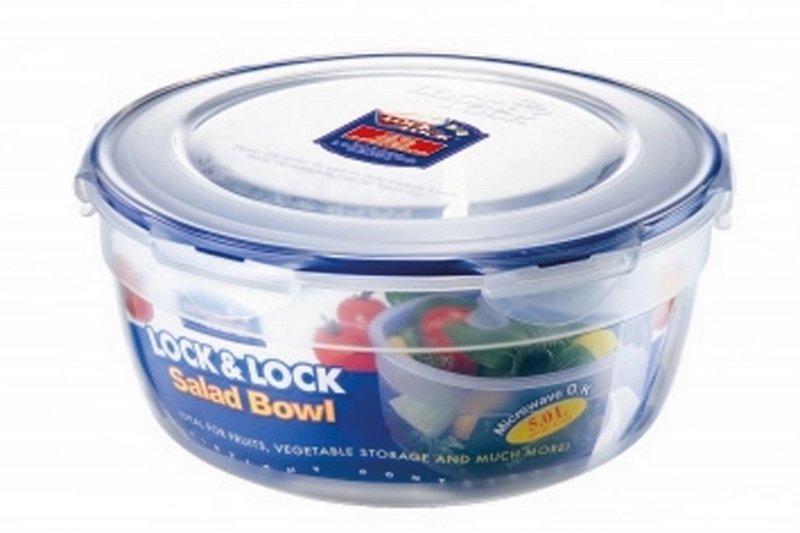 LockLock Salatschüssel mit Griff 5 l mit Abtropf Einlage 