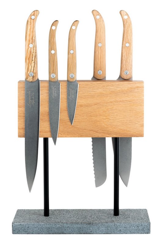 Style de Vie Magnetischer Messerblock Eiche auf Natursteinfuss 