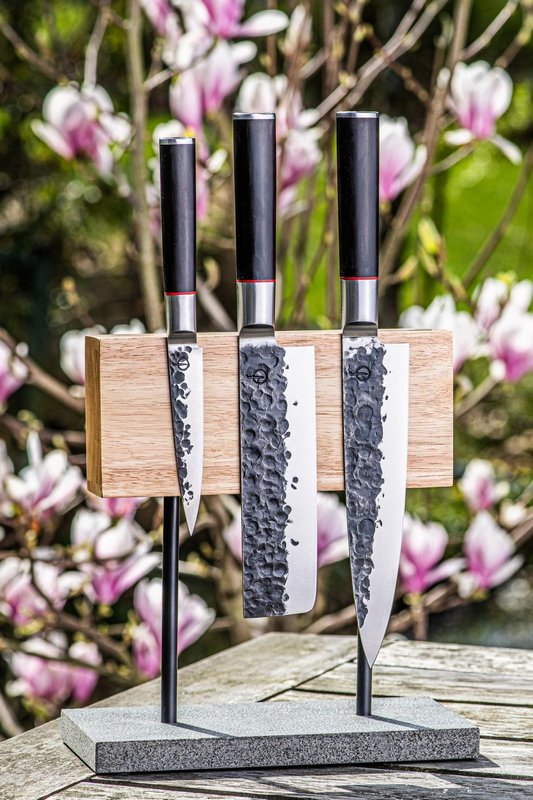 Style de Vie Magnetischer Messerblock Eiche auf Natursteinfuss 