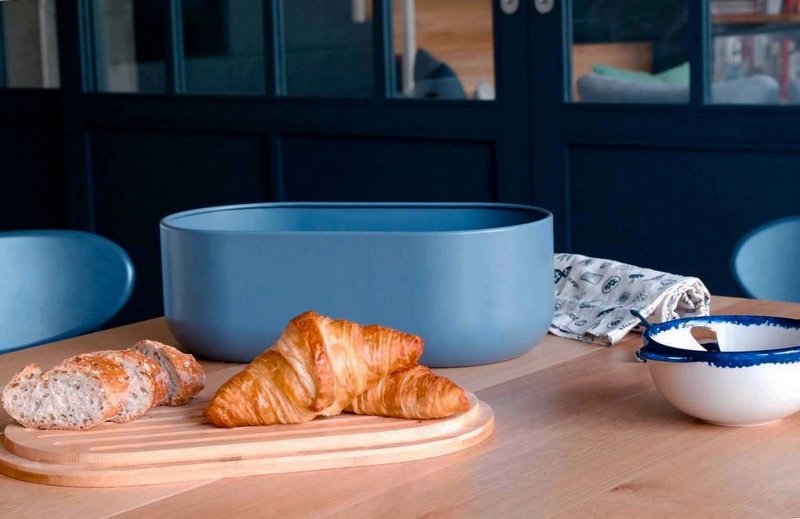 pebbly Brotkasten mit Schneidebrett Messer und Brotbeutel Slate 